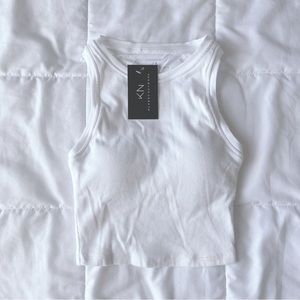 NWT Klassy Network White Cropped Racerback Tank Top